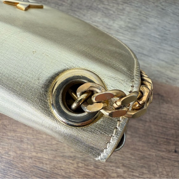 PALOMA PICASSO Vintage Gold X Bag Crossbody Chain Strap Snap Closure *Flaw* - Picture 4 of 16